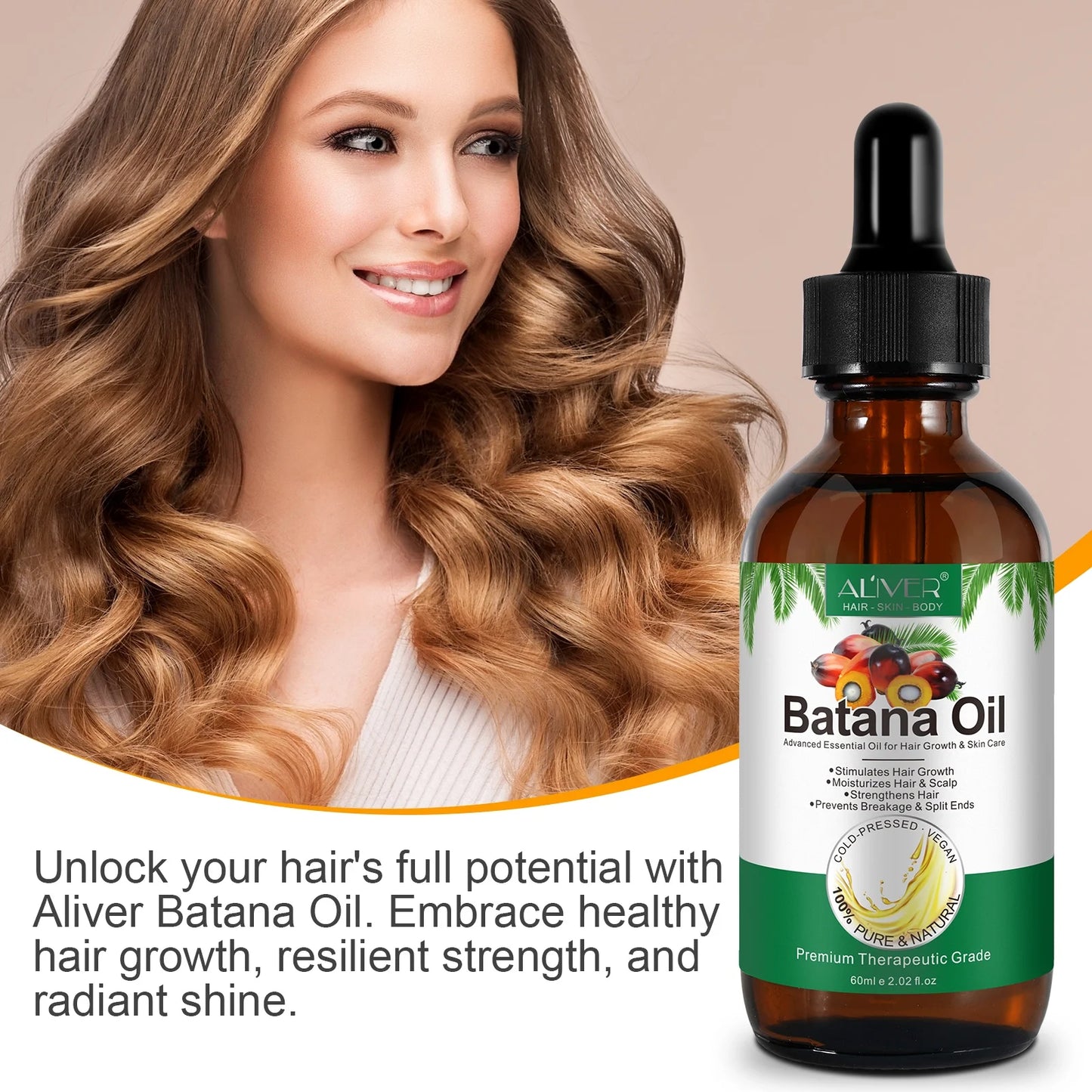 Batana Oil-Natural Conditioner-Moisturizes Hair & Scalp-100% Pure & Natural Organic Essential Oil for Hair,Skin-2.02 Fl.Oz